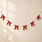 Bow Garland Red Velvet Bows Flexible Cord 5 Foot