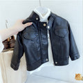 Boys Jacket PU Leather Zip Closure