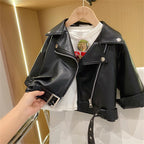 Boys Jacket PU Leather Zip Closure