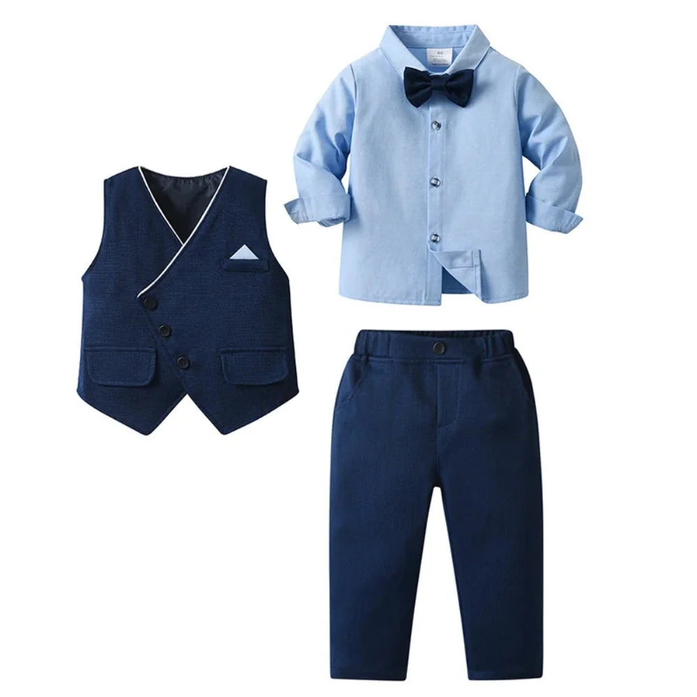 Boys' Suit Set Three-Piece Soft-Fit With Bow Tie