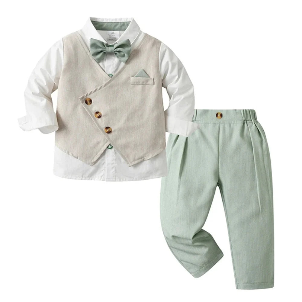 Boys' Suit Set Three-Piece Soft-Fit With Bow Tie