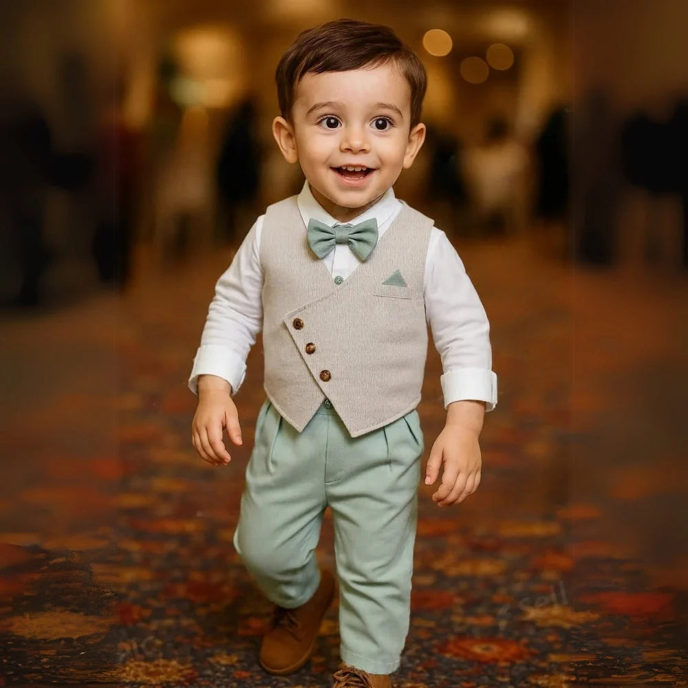 Boys' Suit Set Three-Piece Soft-Fit With Bow Tie