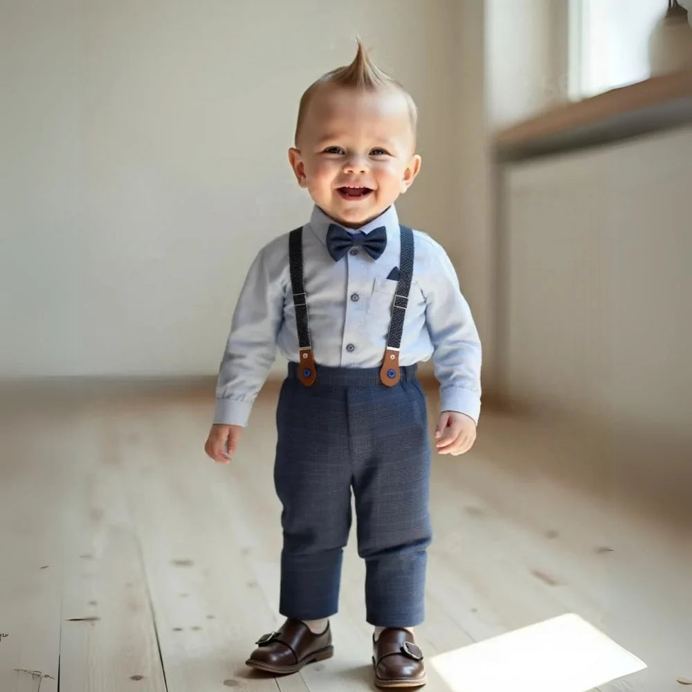 Boys' Suit Set Three-Piece Soft-Fit With Bow Tie