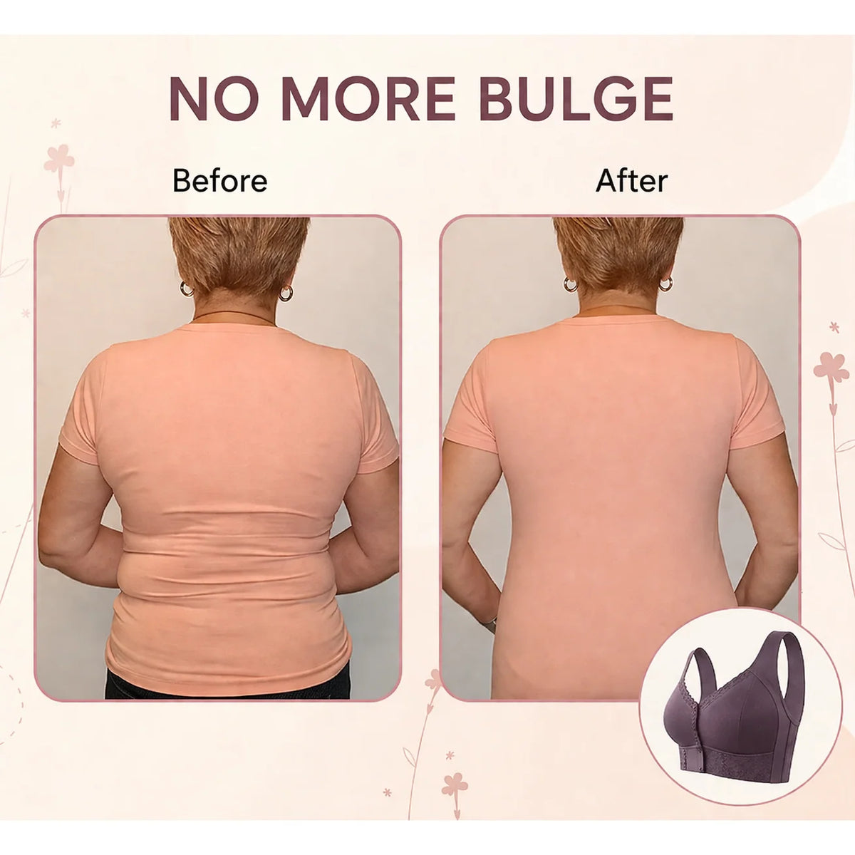 Bra Front Button Closure Wireless Molded Cups
