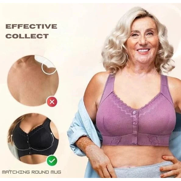 Bra Front Button Closure Wireless Molded Cups