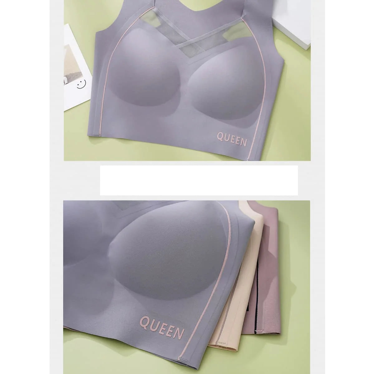 Bra Wireless Push-Up Molded Cups & X-Back