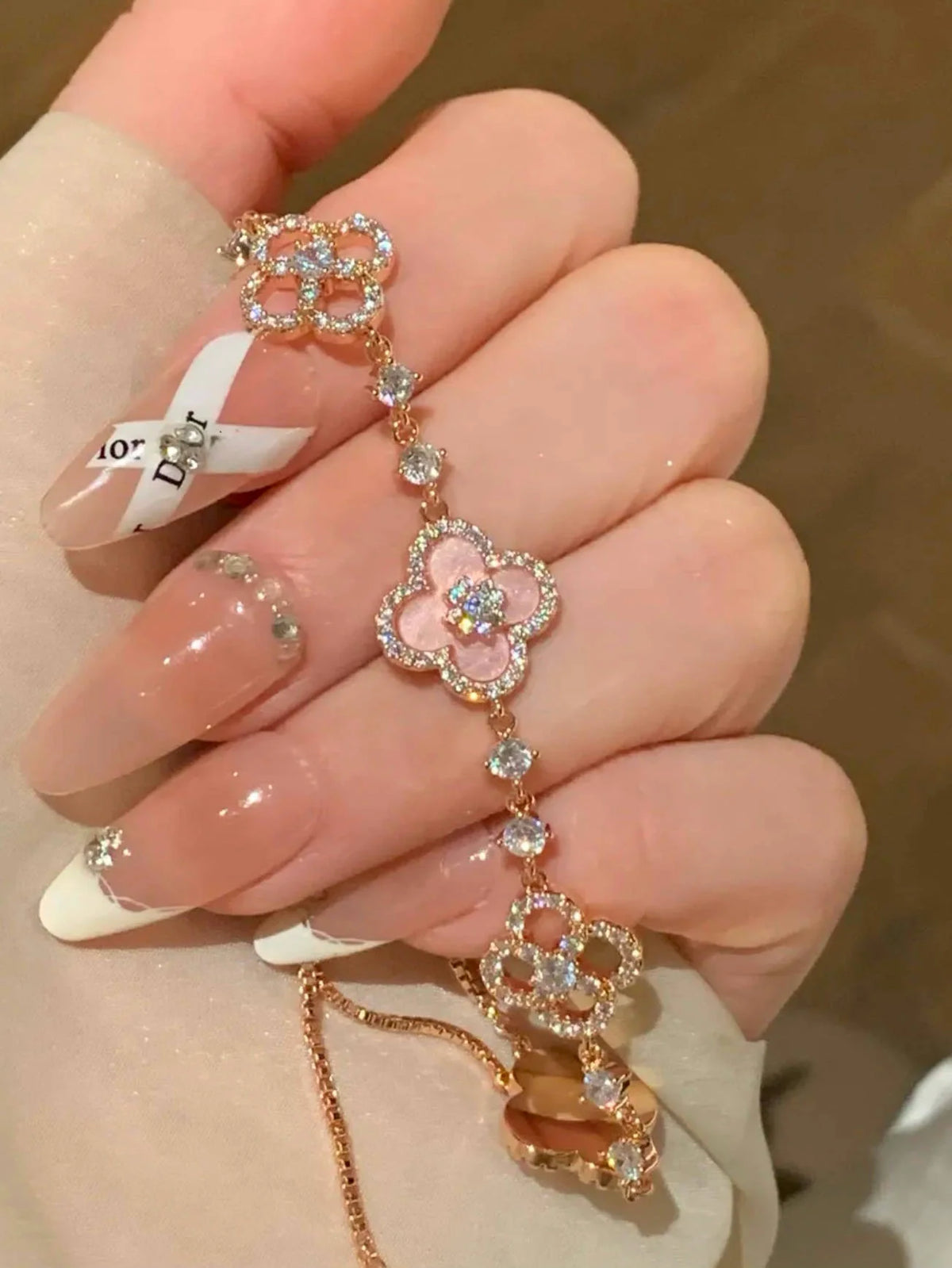 Bracelet 14K Gold-Plated Shell & Crystal