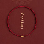 Bracelet Adjustable Red Braided Cord Gold Beads