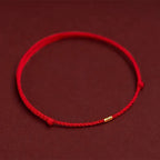 Bracelet Adjustable Red Braided Cord Gold Beads