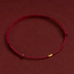 Bracelet Adjustable Red Braided Cord Gold Beads