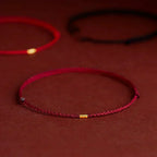 Bracelet Adjustable Red Braided Cord Gold Beads