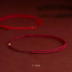 Bracelet Adjustable Red Braided Cord Gold Beads