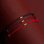 Bracelet Adjustable Red Braided Cord Gold Beads