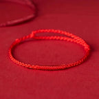 Bracelet Adjustable Red Braided Cord Gold Beads