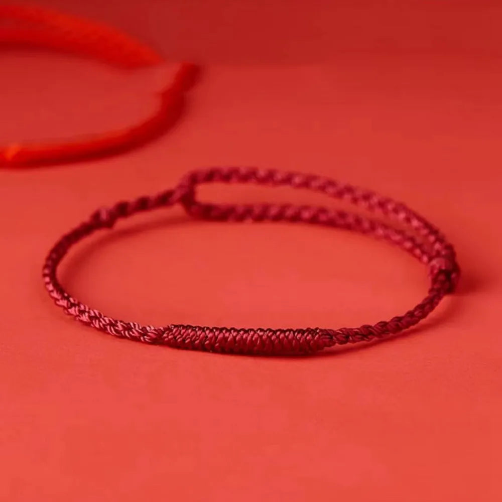 Bracelet Adjustable Red Braided Cord Gold Beads