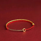 Bracelet Adjustable Red Braided Cord Gold Beads