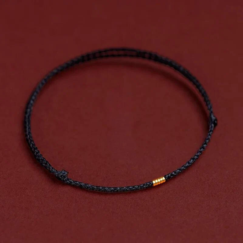 Bracelet Adjustable Red Braided Cord Gold Beads
