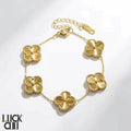 Bracelet Clover & Flower Charm 14K Gold Plated