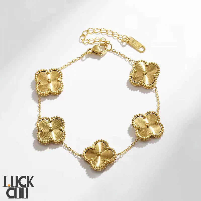 Bracelet Clover & Flower Charm 14K Gold Plated