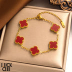 Bracelet Clover & Flower Charm 14K Gold Plated