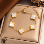 Bracelet Clover & Flower Charm 14K Gold Plated