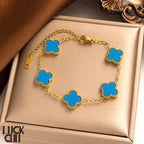 Bracelet Clover & Flower Charm 14K Gold Plated