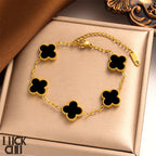 Bracelet Clover & Flower Charm 14K Gold Plated
