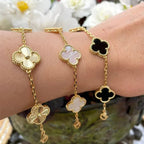 Bracelet Clover & Flower Charm 14K Gold Plated
