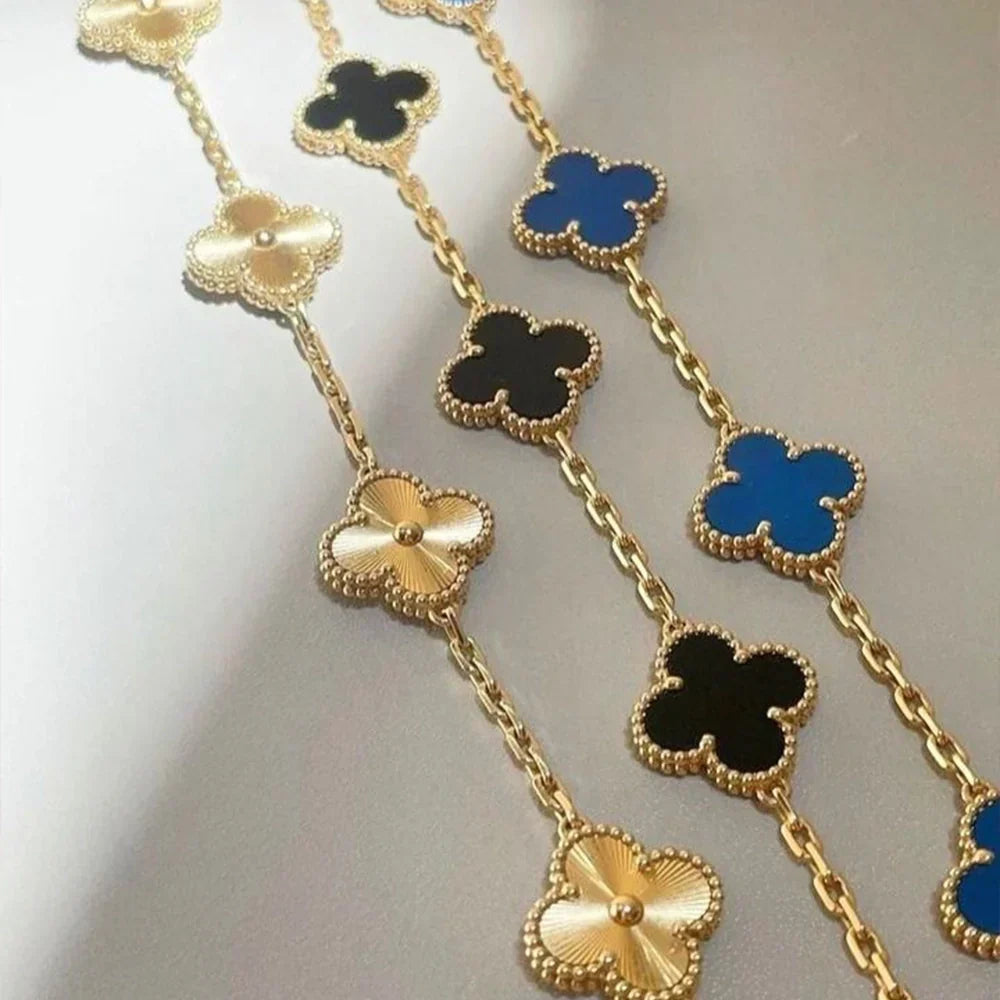Bracelet Clover & Flower Charm 14K Gold Plated