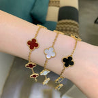 Bracelet Clover & Flower Charm 14K Gold Plated