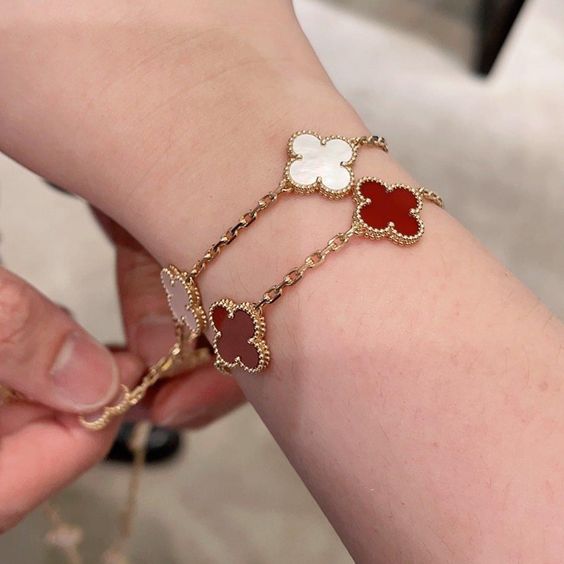 Bracelet Clover & Flower Charm 14K Gold Plated