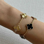 Bracelet Clover & Flower Charm 14K Gold Plated