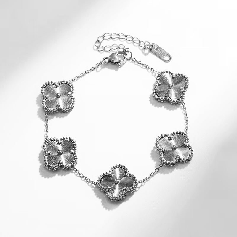 Bracelet Clover & Flower Charm 14K Gold Plated