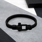 Bracelet Double Strand Twill Nylon Matte Black D-Shackle