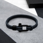 Bracelet Double Strand Twill Nylon Matte Black D-Shackle