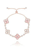 Bracelet Floral Gold Plated Natural Shell & Crystal Adjustable