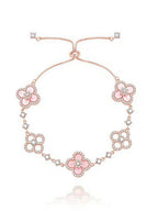 Bracelet Floral Gold Plated Natural Shell & Crystal Adjustable