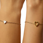 Bracelet Set Heart Charm Hypoallergenic Gold & Silver Plated