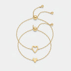 Bracelet Set Heart Charm Hypoallergenic Gold & Silver Plated