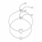 Bracelet Set Heart Charm Hypoallergenic Gold & Silver Plated
