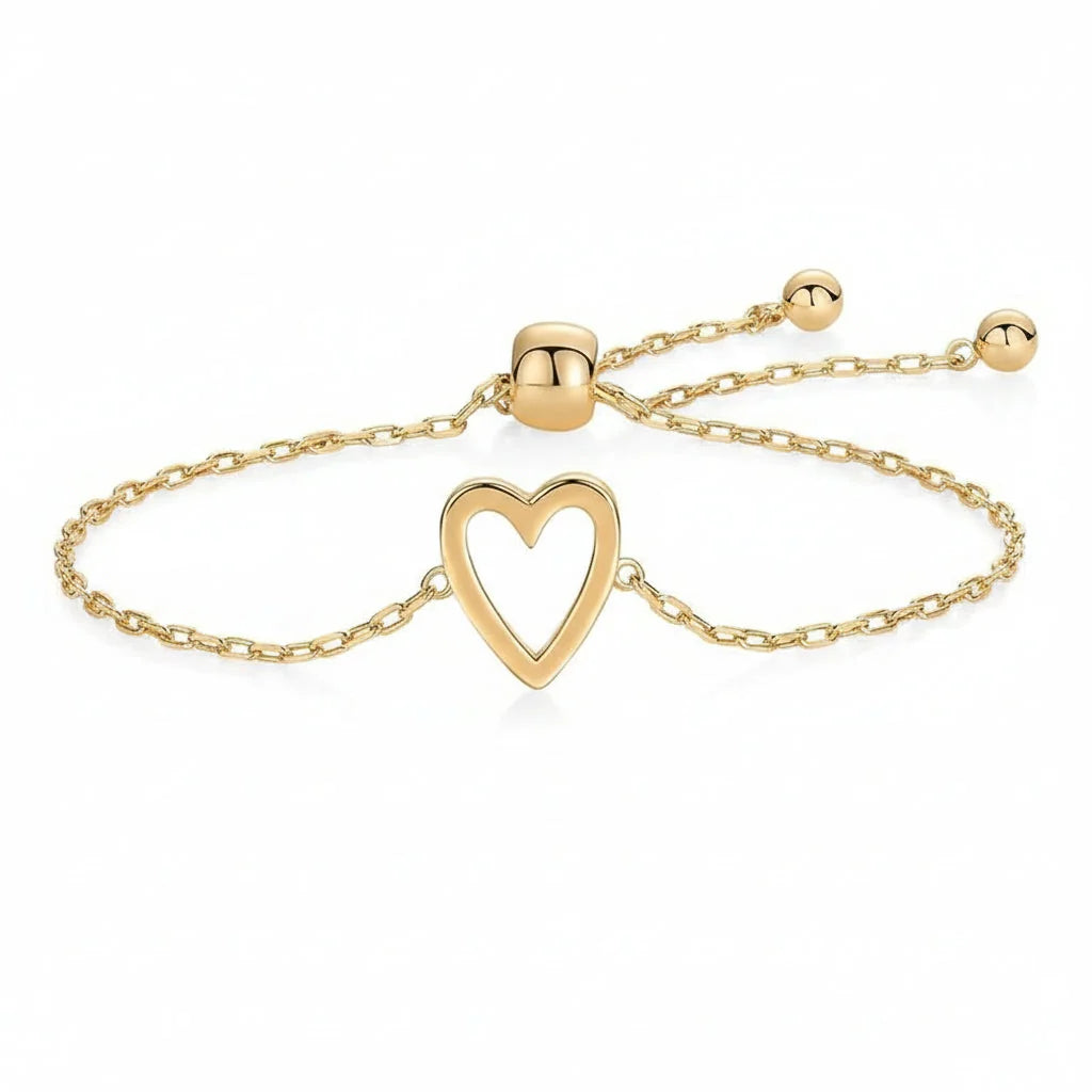 Bracelet Set Heart Charm Hypoallergenic Gold & Silver Plated
