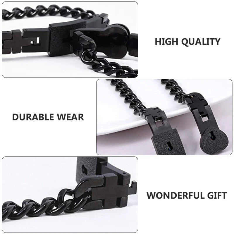 Bracelet Set Heart Lock & Key Stainless Steel