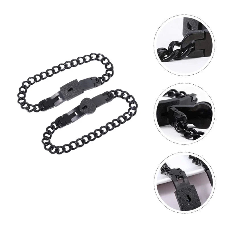Bracelet Set Heart Lock & Key Stainless Steel