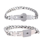 Bracelet Set Heart Lock & Key Stainless Steel