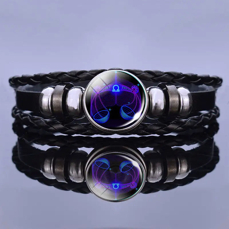 Bracelet Zodiac Symbol Lapis Lazuli & Sodalite Leather Cord