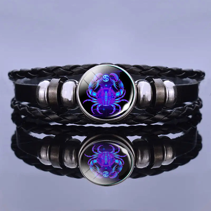 Bracelet Zodiac Symbol Lapis Lazuli & Sodalite Leather Cord