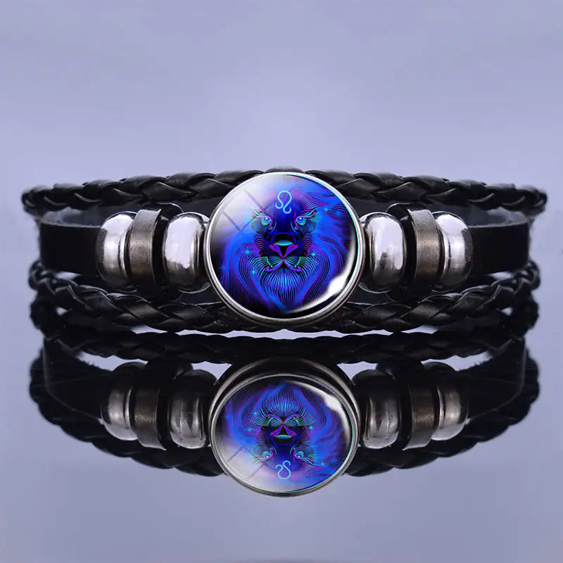 Bracelet Zodiac Symbol Lapis Lazuli & Sodalite Leather Cord