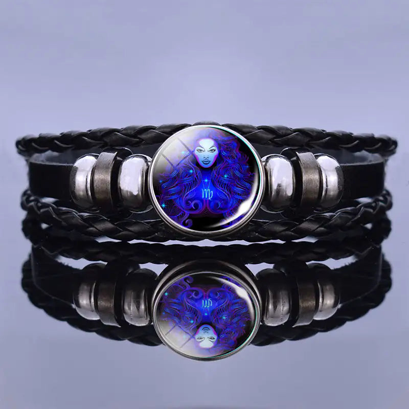 Bracelet Zodiac Symbol Lapis Lazuli & Sodalite Leather Cord