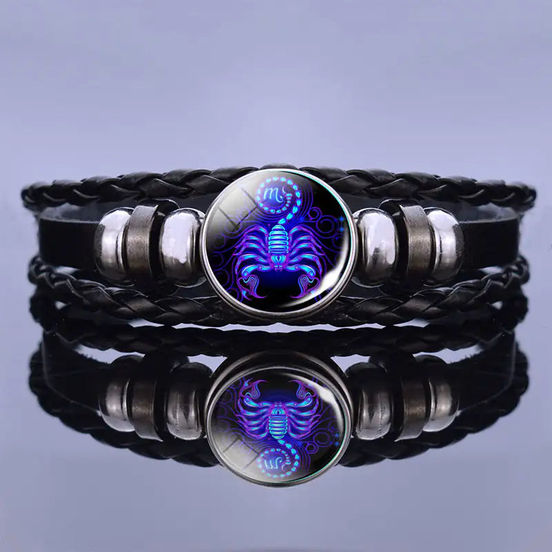 Bracelet Zodiac Symbol Lapis Lazuli & Sodalite Leather Cord