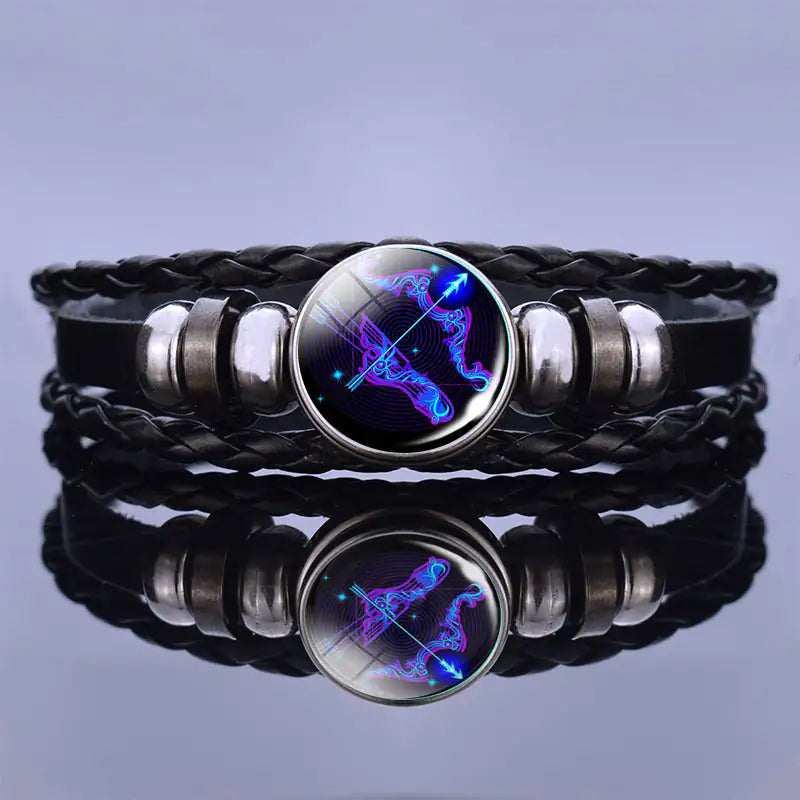 Bracelet Zodiac Symbol Lapis Lazuli & Sodalite Leather Cord